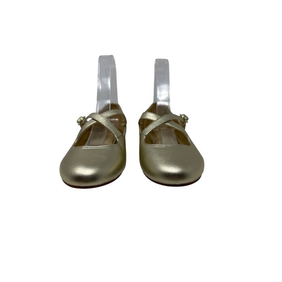 Vince Camuto Girls Gold Metallic Mary Jane Flats With Cross-Strap & Buckle Sz 2M - Picture 6 of 12